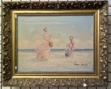 Marie Charlot Ladies on a Beach Oil on canvas Signed