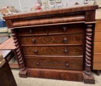 A Victorian mahogany chest with a rectangular top above a frieze drawer,