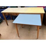 A mid 20th century formica topped kitchen refectory table together with another smaller formica