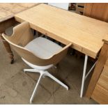 An Ikea desk and chair