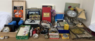 An Olympia typewriter together with board games, slides,