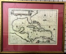 A 17th century map titled "Insulae Americanae in Cceano Spetentrionali,