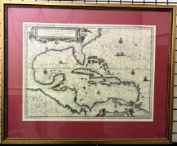 A 17th century map titled "Insulae Americanae in Cceano Spetentrionali,