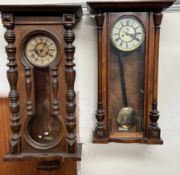 Two Vienna regulator type wall clocks