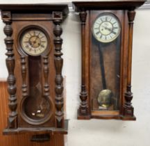 Two Vienna regulator type wall clocks