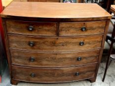 A 19th century mahogany chest with two short and three long drawers on bracket feet