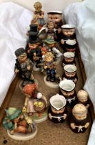 A collection of M J Hummel figures together with Goebel monk jugs,