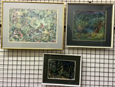 Helen Steinthal Figure in a wooded landscape Watercolour Initialled Together with two others by