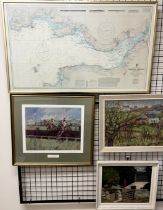 Kernick Farm Cottage Oil on board Signed Together with an Hydrographic map of the Bristol channel,