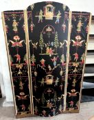 A wardrobe covered in a chinoiserie fabric