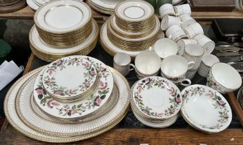 A Wedgwood Colonnade pattern part dinner set together with A Spode Queen's gate part coffee set and