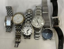 Six Emporio Armani gentleman's wristwatches