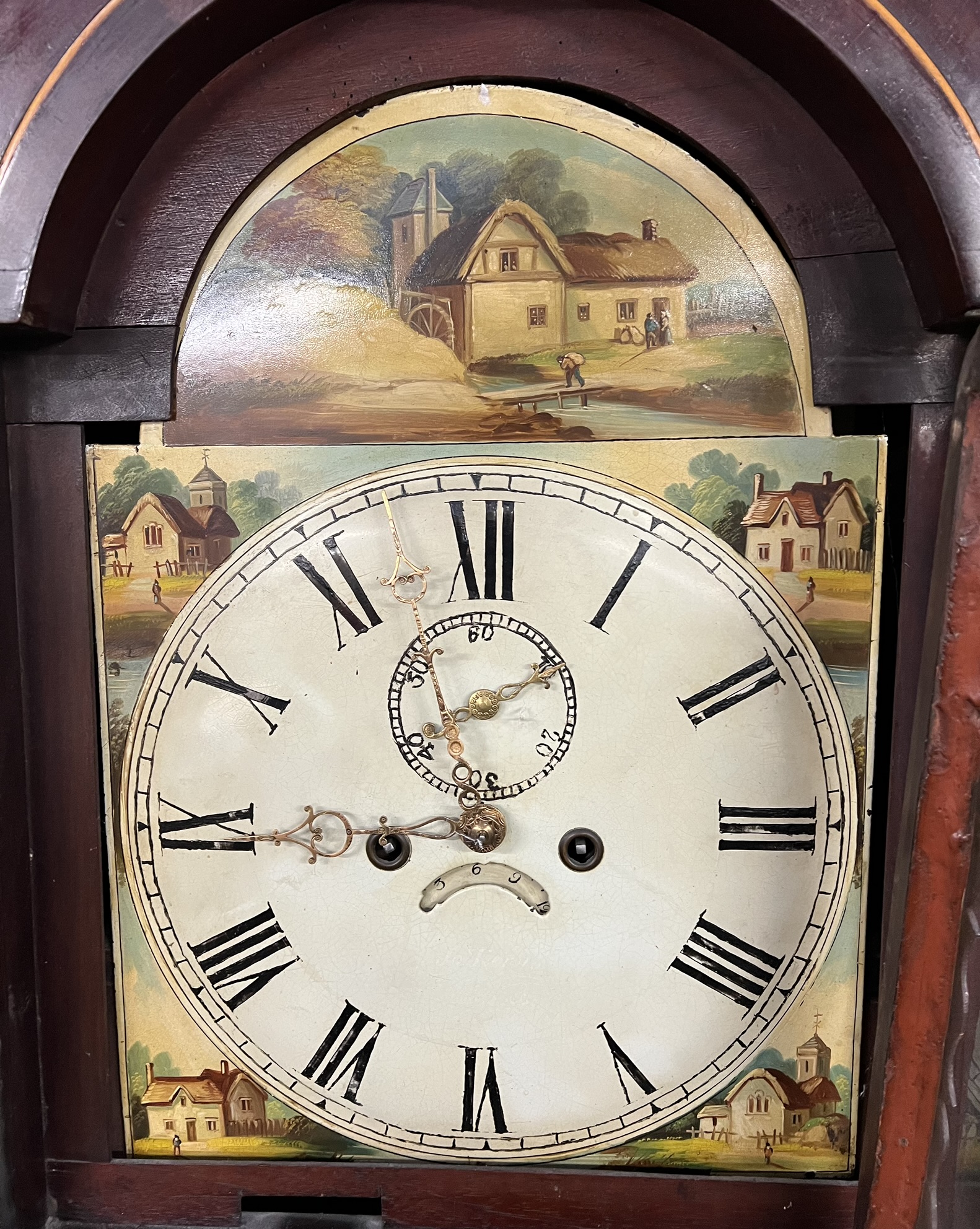 A 19th century mahogany longcase clock with a domed hood and rope twist columns above a short trunk - Image 2 of 3