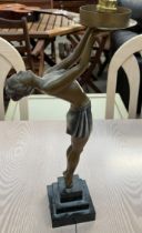 An Art Deco style lamp in the form of a lady on a stepped square base CONDITION REPORT: