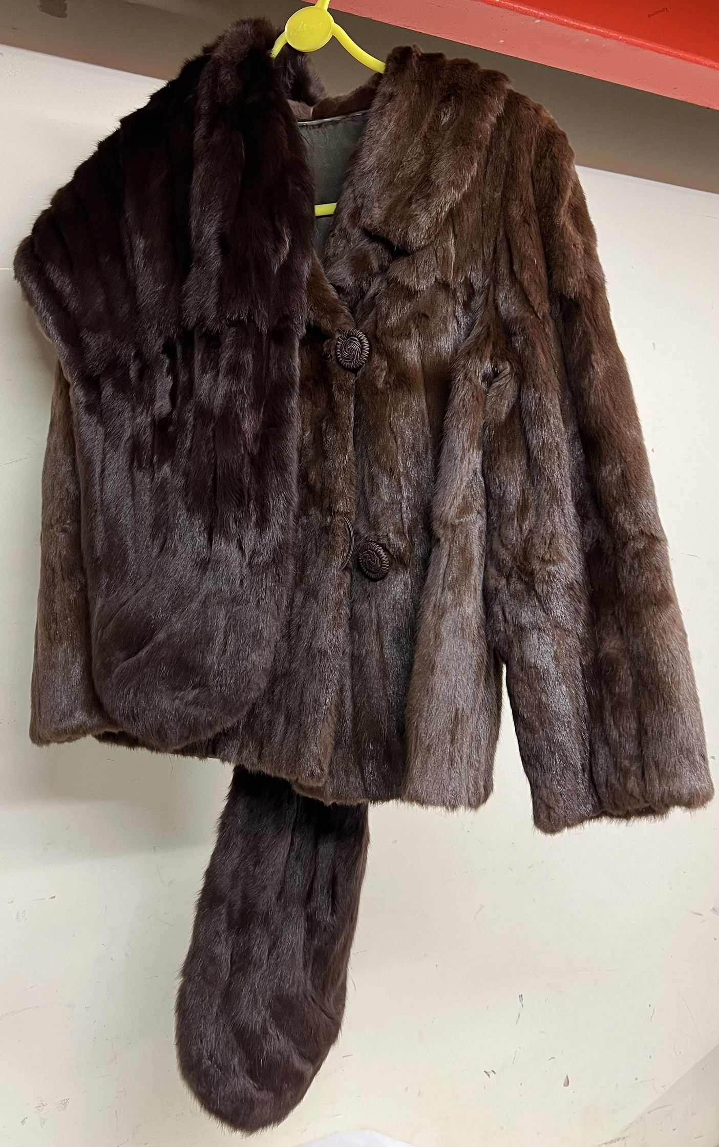 A fur jacket coat together with a fur stole