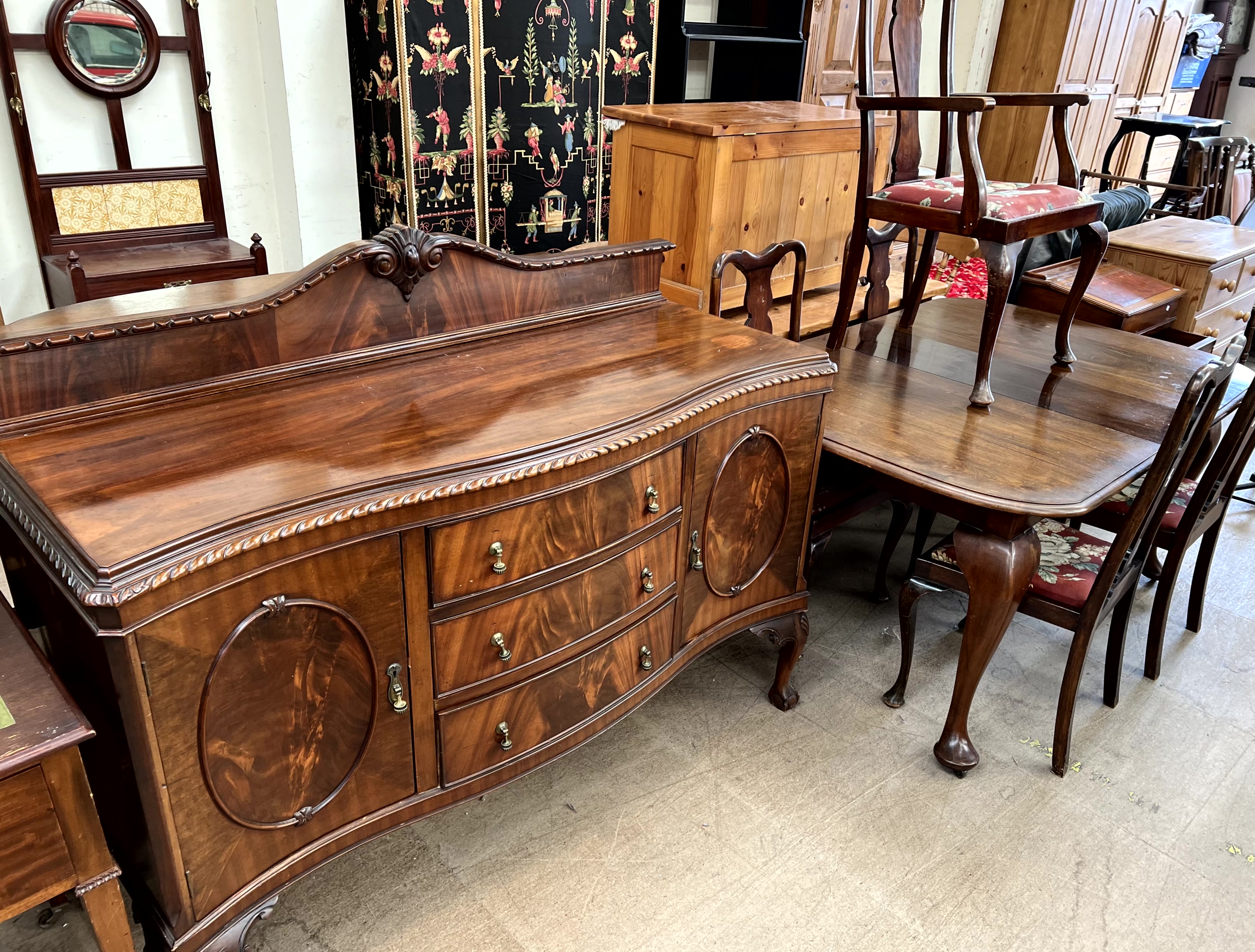 A 20th century mahogany dining suite including a sideboard, - Image 2 of 2