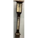 A 19th century grained stick barometer, the pottery dial inscribed J.