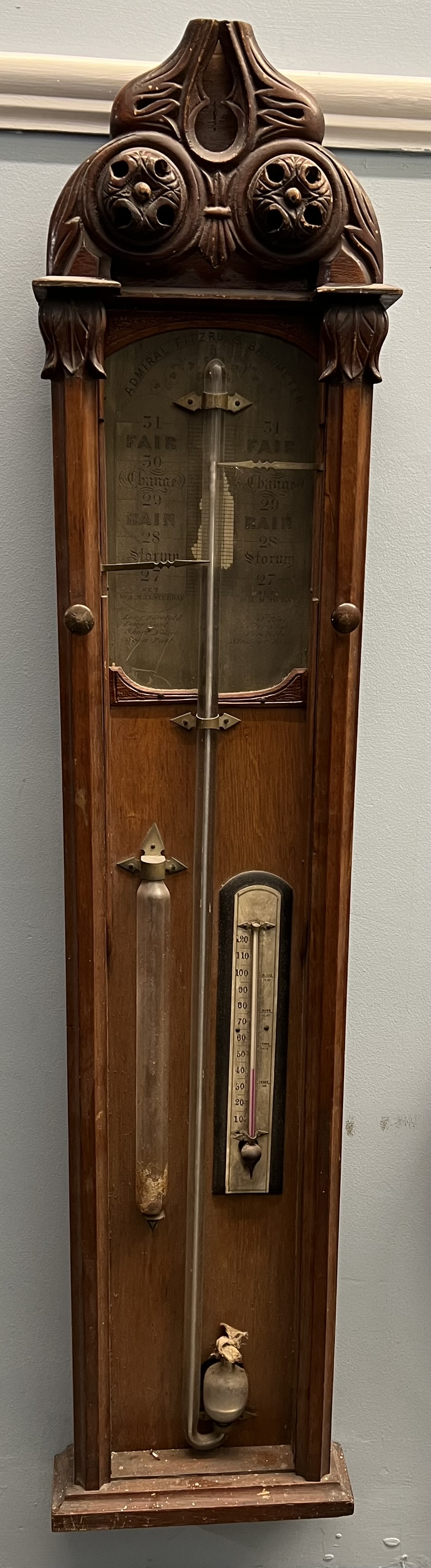 An oak cased Admiral Fitzroy's Barometer