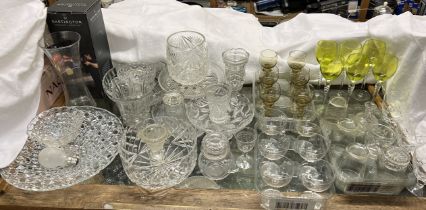 A large quantity of assorted decorative glasswares, including wine glasses, vases,