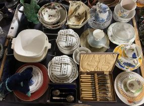 A Royal Doulton part tea set together with a Poole pottery vase,