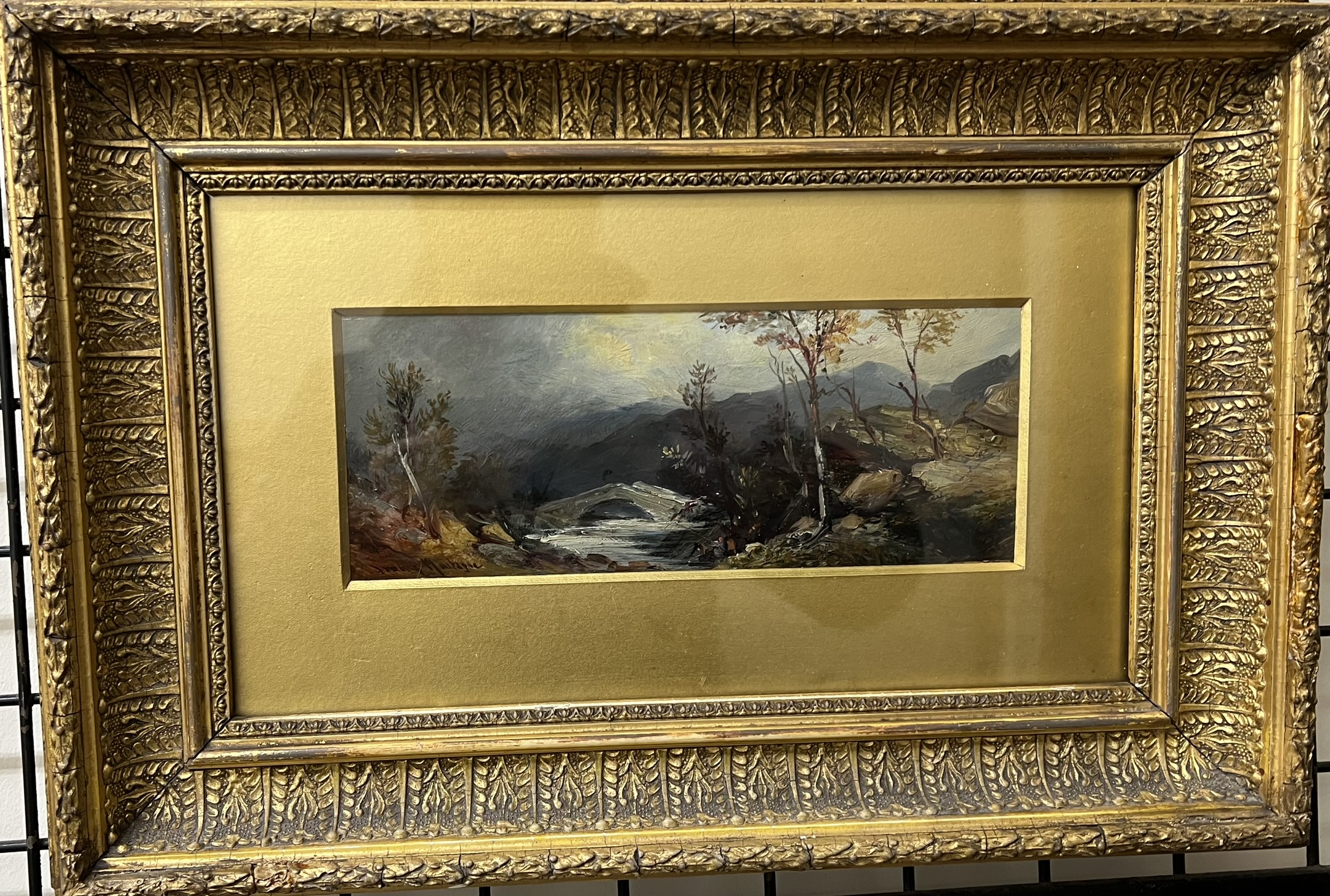 Irving Montague Near Ambleside Oil on board Signed Label verso 9 x 23cm