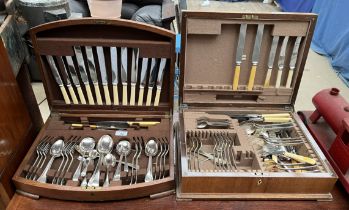 An electroplated part flatware service cased together with another cased part flatware service