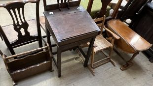 School desk together with a child's rocking chair,