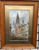 E Nevil Antwerp Watercolour Signed