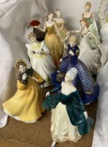 A Royal Doulton Regal Lady figure together with Royal Worcester and other figures