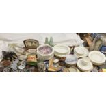 A Royal Worcester Gold Chantilly pattern part dinner set together with collectors plates,