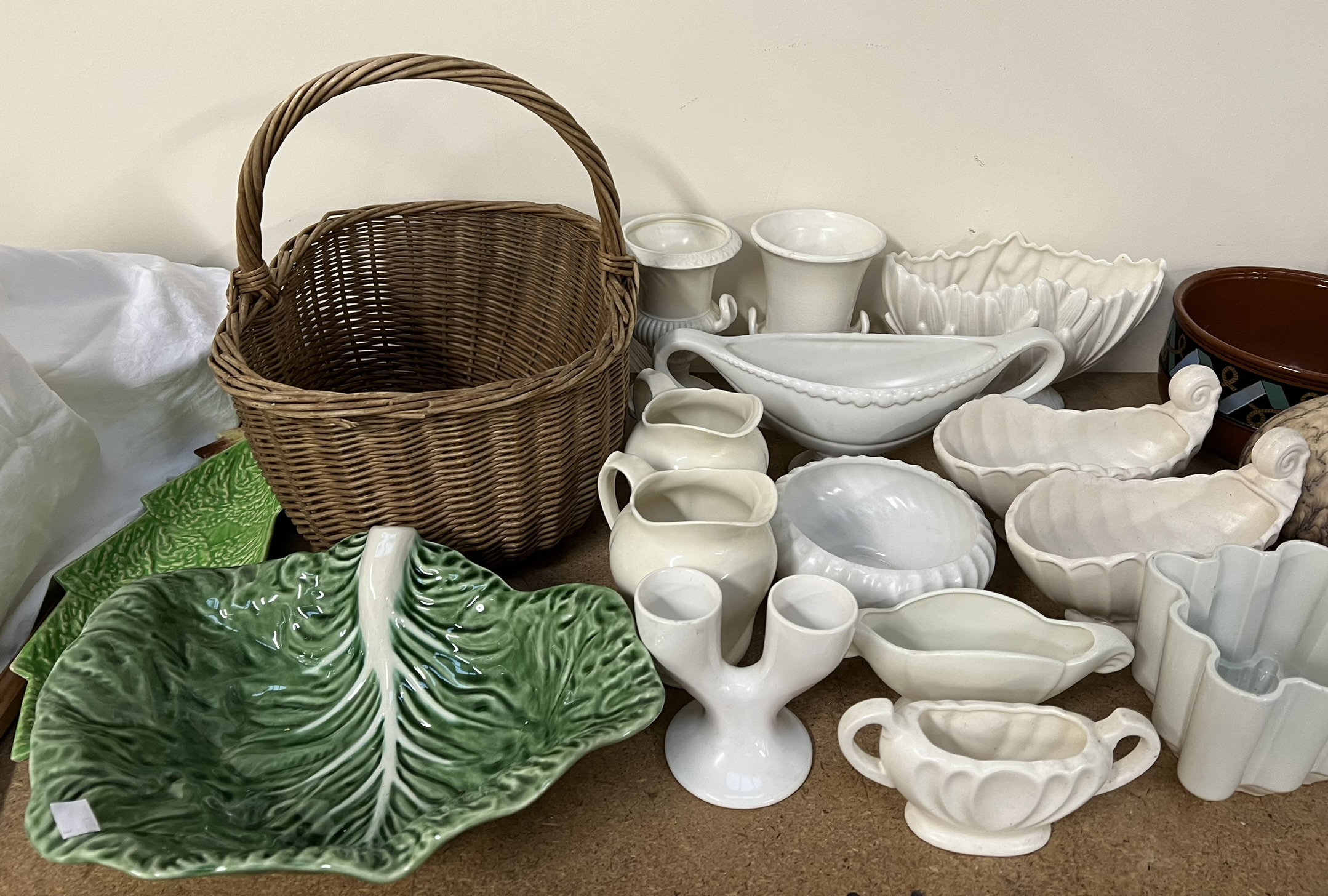 A Doulton Burslem Morrisian pottery teapot and hot water jug together with a collection of teapots, - Image 2 of 4