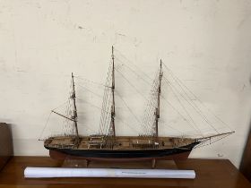 A scratch built model of the Cutty Sark with Sail plan and rigging details 110cm long