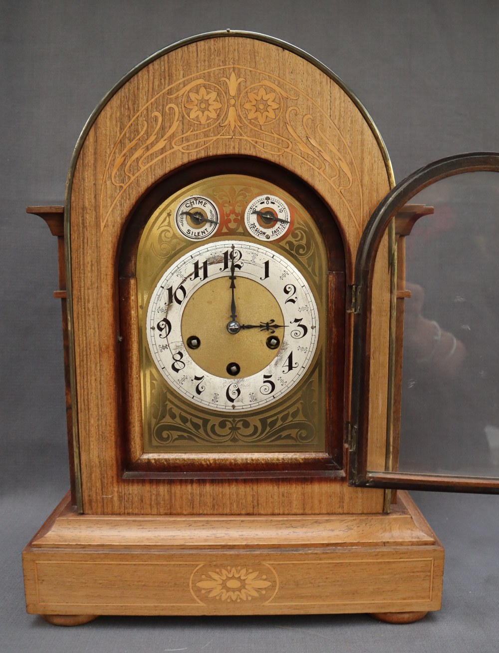 A 19th century rosewood mantle clock, of pointed form, with brass carrying handles, - Image 4 of 6