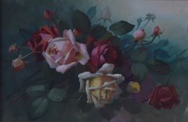 A Connelly Still life study of roses and rose buds Watercolour Signed 20.