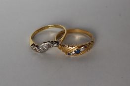 A five stone diamond ring set with old round cut diamonds to an 18ct gold shank together with a
