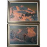 Friedrich Albin Koko-Micoletzky A snowy mountainous landscape Oil on canvas Signed 48.