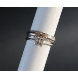 A four stone diamond ring set with princess cut diamonds to an 18ct white gold shank together with