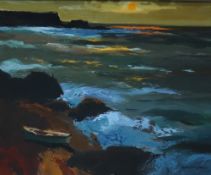 Donald McIntyre Evening Sea Acrylics Signed Albany Gallery and other labels verso 49.