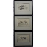 After E Rivet A set of three horse racing etchings Signed in pencil to the margin 17.