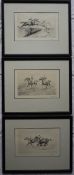 After E Rivet A set of three horse racing etchings Signed in pencil to the margin 17.