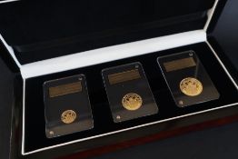 A set of three gold coins for the longest monarch 1952-2015, including a sovereign,