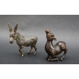 A cold painted bronze model of a donkey, 6.