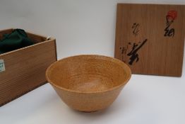 A Chawan tea bowl, in the Ki-Seto style, 14cm diameter,