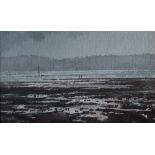 Gareth Thomas Light over Swansea Foreshore Watercolour Label verso 15 x 25cm ***Artists Resale