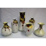 A pair of Shelley Balloons and Flashes pattern vases with a flared rim and cylindrical body,