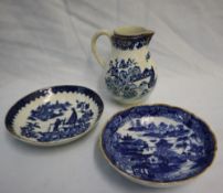 An 18th century Worcester blue and white cormorant pattern saucer dish,