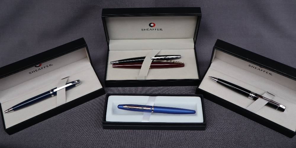 A Sheaffer Taranis fountain pen, together with a collection of Sheaffer ballpoint pens,