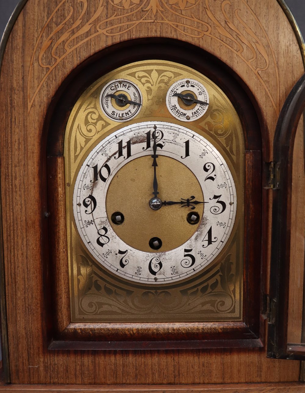 A 19th century rosewood mantle clock, of pointed form, with brass carrying handles, - Image 2 of 6