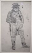 Sir Bernard Partridge A full length portrait of a gentleman Pencil sketch 31.