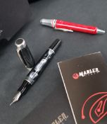 A Marlen One fountain pen, with a black pearlescent body,